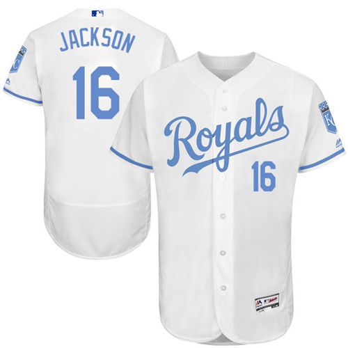 Royals #16 Bo Jackson White Flexbase Authentic Collection Father's Day Stitched MLB Jersey - Click Image to Close